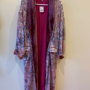 Free People Kealey Sequin Velvet Shimmer Duster Kimono Retail $298 US NWOT